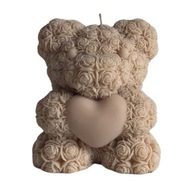 Świeca sojowa dekoracyjna Miś duży beżowy – ręcznie robiona | Nuvia Soy