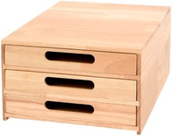 ORGANIZER POJEMNIK KOMODA PUDEŁKO 3 SZUFLADY NA BIURKO DOKUMENTY DREWNO FSC