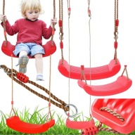 HUŚTAWKA DLA DZIECI OGRODOWA ŁAWECZKA DESKA – CZERWONA , WISZĄCA 17 X 41 CM