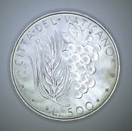 .WATYKAN, PAWEŁ VI, 500 LIRÓW. Ag 33