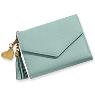 Modny Krótki Portfel DAMSKI Frędzle Serduszko Mały Portfel Prosty Eko Skóra