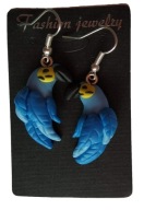 KOLCZYKI Z MODELINY PAPUGA ARA GADAJĄCA NIEBIESKA