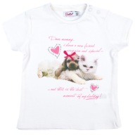 T-SHIRT DZIEWCZĘCY DZIECIĘCY BIAŁA KOSZULKA DLA DZIEWCZYNKI 74 cm 6/9m+