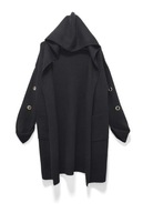 Kardigan Narzutka Oversize Długa Z Kapturem Czarna |R. Uniwersalny