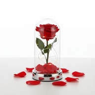 Wieczna róża w szkle LED z płatkami