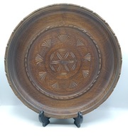 Drewniany duży rzeźbiony półmisek - taca - talerz - 34 cm - bardzo ładny