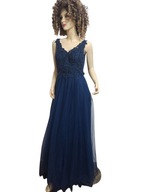 MASCARA sukienka balowa pięknie WYSZYWANA KORALICZKAMI tiulowa 36