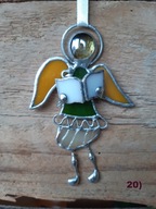 Aniołek z sercem, witraż Tiffany’ego nr 20, zawieszka, IDEALNY PREZENT.