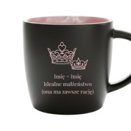 Kubek z grawerem imię + imię idealne małżeństwo prezent różowe wnętrze