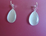 Biały kwarc kocie oko, kolczyki w srebrze