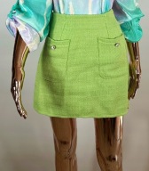 SPÓDNICZKA MINI DZIANINOWA BOUCLE JASNOZIELONA (