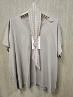 Bluzka z apaszką, beż fango Plus Size Lamiar Italy !!!