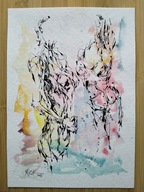 ORYGINALNY RYSUNEK TUSZ AKWARELA AKT KOBIECY VI