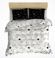 pościel z satyny 200x220 + 2x70x80 zamek S baranki przewaga białego b-x