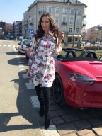 Sukienka kolor, kwiaty, fuksja, czarny,wiosna,lato