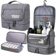 KOSMETYCZKA MĘSKA SZARA POJEMNA KOSMETYCZKA PODRÓŻNA WYJAZD DUŻA Z HAKIEM