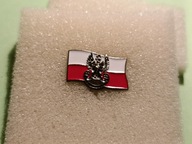 Oryg Odznaka Patriotyczna - Flaga POLSKI z Wojskowym Orłem w Koronie