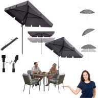 PARASOL OGRODOWY NA TARAS SKŁADANY WBIJANY ŁAMANY GRAFITOWY SOLIDNY PREMIUM