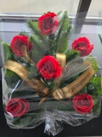 Wiązanka pogrzebowa z RÓŻ na podkładzie z rączką Duża Wieniec pogrzebowy