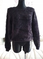 SWETER PUCHATY WŁOCHATY FUTERKOWY SREBRNA NITKA SREBRNĄ NITKĄ ŚWIECĄCY MIŚ