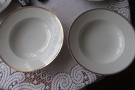 2 ŁADNE TALERZE ZŁOTE WYKOŃCZENIE GŁĘBOKIE