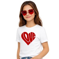 TeeRock koszulka dziecięca biała t-shirt prezent serce love 152-161 12-13