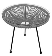 STOLIK KAWOWY NA BALKON TARAS OKRĄGŁY STÓŁ OGRODOWY SZKLANY BLAT Ø 50 CM