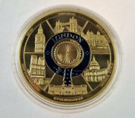 Pozłacana moneta kolekcjonerska London Tower Bridge w kapslu