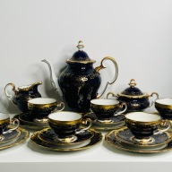 Weimar Katharina, komplet do kawy na 6 osób z deserowymi. Kobalt i zloto