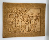 RZEŹBA z DREWNA obraz PLEMIE ciekawa egzotyczna