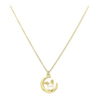 57298 Celebrytka złota stal chirurgiczna księżyc z króliczkiem