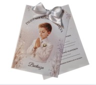 PERSONALIZOWANE WYSUWANE ZAPROSZENIA KOMUNIJNE DLA CHŁOPCA + KOPERTA