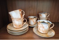 Porcelanowy serwis do kawy-herbaty dla 6 osób Karolina PRL vintage 70.XX