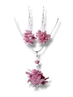 KOR11 Komplet Kolczyki i zawieszka KORAL RÓŻOWE igiełki