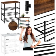 SZAFKA NA BUTY DREWNIANA MOCNA WĄSKA STOJAK REGAŁ ORGANIZER PIONOWY CZARNY