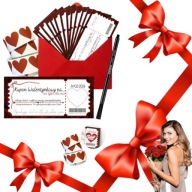 ZDRAPKI MIŁOŚCI DLA PAR PREZENT NA DZIEŃ KOBIET 14SZT + CIENKOPIS + KOPERTA