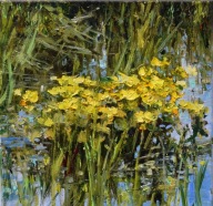 Kaczeńce" obraz olejny na płótnie 30x30cm , oryginał Garncarek Al,,,
