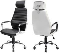 SKÓRZANY FOTEL BIUROWY KRZESŁO OBROTOWE VECOTTI ARTHUR ZAGŁÓWEK TILT SKÓRA