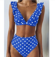 KOSTIUM KĄPIELOWY BIKINI KROPKI wysoki stan 42 XL