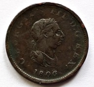 WIELKA BRYTANIA 1/2 PENSA 1806 / miedź