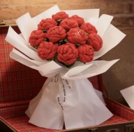 Bukiet Czerwone Róże na Szydełku 10 sztuk Prezent Dzień Kobiet