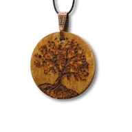 Drewniany wisiorek - Natura- ręcznie wypalany naszyjnik, pirografia