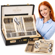 KOMPLET SZTUĆCÓW WALIZKA ZESTAW SZTUĆCE NIERDZEWNA STAL 72EL DLA 12 OSÓB