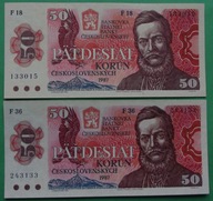CZECHOSŁOWACJA - 2 x 50 koron 1987 / UNC/UNC-