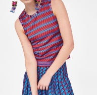 Z A R A kamizelka dzianinowa kolorowa wzór bezrękawnik czerwona eklektyczna