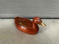 Dekoracja ozdoba drewniana brązowa kaczka otwierana | vintage