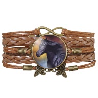 Skórzana bransoletka - Koń - regulowana długość - oczko 25mm