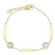 58487 Bransoletka złota stal chirurgiczna motyw zegara