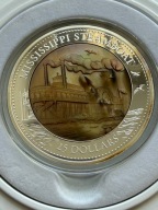 25$ Wyspy Cooka 2015 parowiec Missisipi z masy perłowej 5 oz mennicza