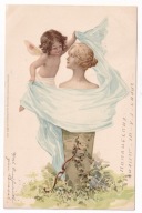 Amor Dziecko postument dziewczyny 1900r. Litografia x625